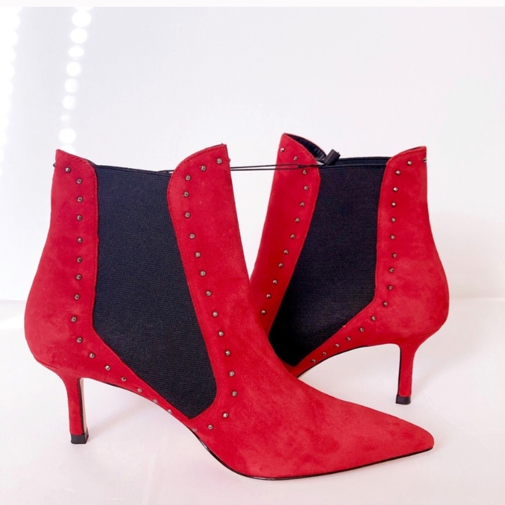GORGEOUS ZARA NWT Studded Red Ankle Boots - Picture 3 of 4